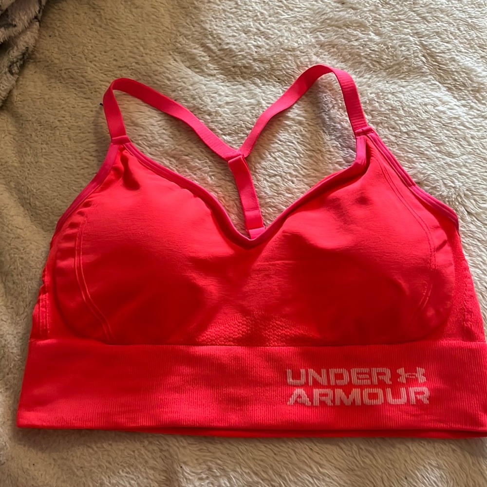 Hot pink under armour sports bra
